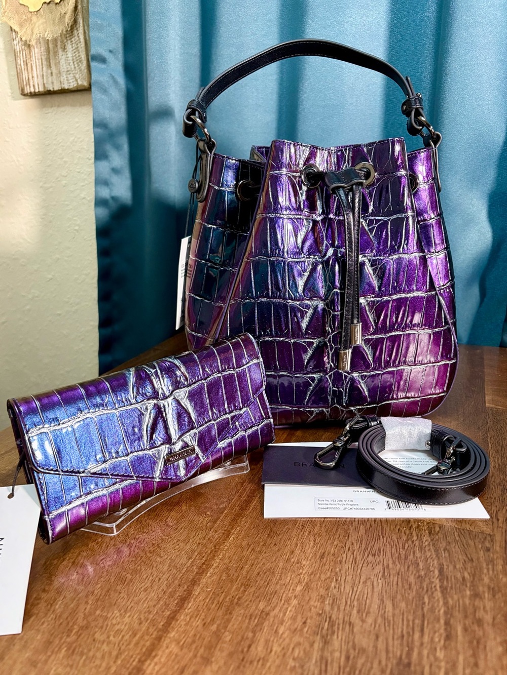 Brahmin NWT Melinda & Veronica - Heroic Purple Kingstone - Shimmer Color Shift